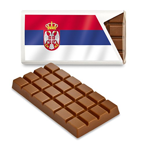 12 kleine Tafeln Schokolade - Fanartikel Süßigkeiten - Große Auswahl Länder, Nationen, Fahnen - Vollmilch (Serbien) von Schokoladena