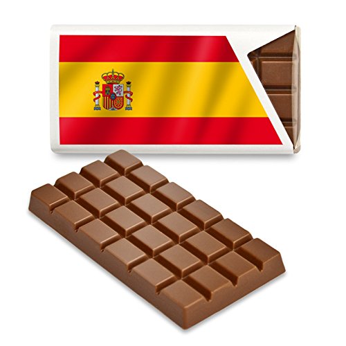 12 kleine Tafeln Schokolade - Fanartikel Süßigkeiten - Große Auswahl Länder, Nationen, Fahnen - Vollmilch (Spanien) von Schokoladena