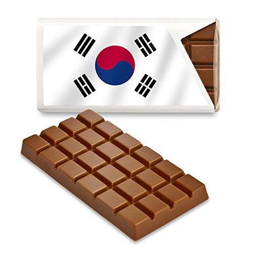 12 kleine Tafeln Schokolade - Fanartikel Süßigkeiten - Große Auswahl Länder, Nationen, Fahnen - Vollmilch (Südkorea) von Schokoladena