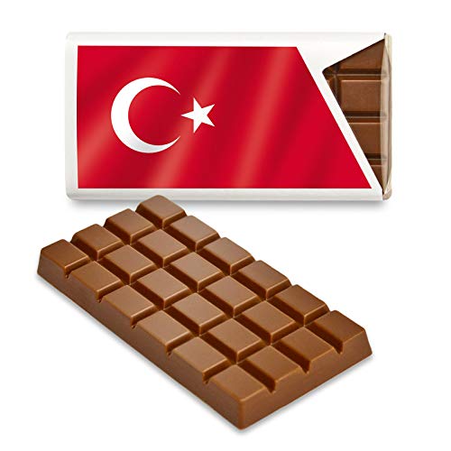 12 kleine Tafeln Schokolade - Fanartikel Süßigkeiten - Große Auswahl Länder, Nationen, Fahnen - Vollmilch (Türkei) von Schokoladena