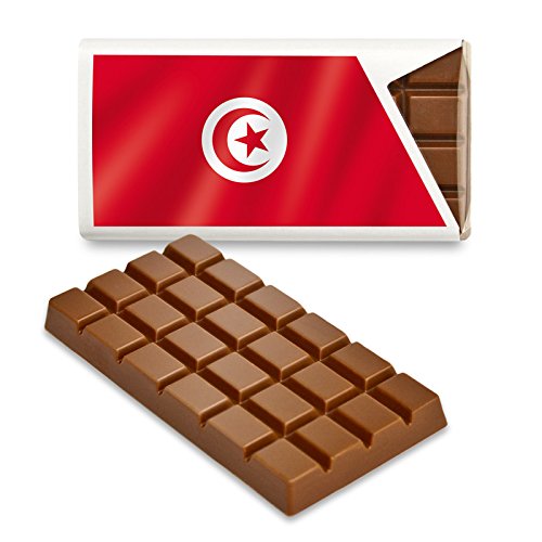 12 kleine Tafeln Schokolade - Fanartikel Süßigkeiten - Große Auswahl Länder, Nationen, Fahnen - Vollmilch (Tunesien) von Schokoladena