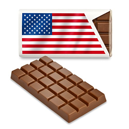 12 kleine Tafeln Schokolade - Fanartikel Süßigkeiten - Große Auswahl Länder, Nationen, Fahnen - Vollmilch (USA) von Schokoladena