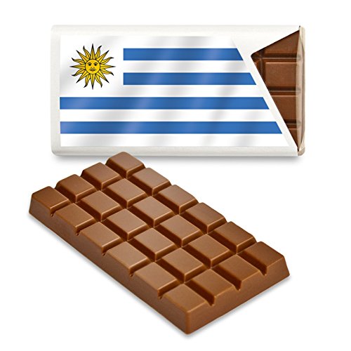 12 kleine Tafeln Schokolade - Fanartikel Süßigkeiten - Große Auswahl Länder, Nationen, Fahnen - Vollmilch (Uruguay) von Schokoladena