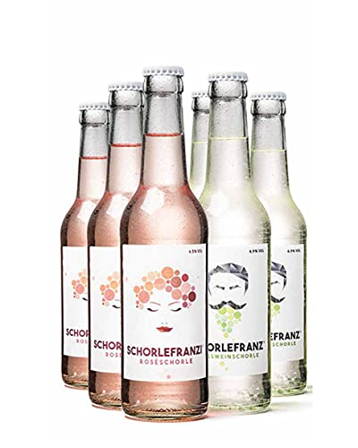 SCHORLEFRANZ® Bio-Weinschorlen Mix 6er-Set | 3x Weißwein- & 3x Roséschorle | Idealer Durstlöscher & Geschenk (6,9 & 6,3% Vol.) (Je 0,33l) von Schorlefranzi - Roseschorle