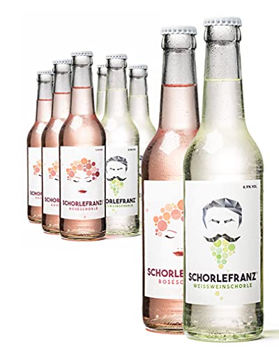 SCHORLEFRANZ Weinschorlenmix 24er-Set | 12 x Weißweinschorle & 12 x Roséschorle | Idealer Durstlöscher (6,9 & 6,3% Vol.) (Je 0,33l) von Schorlefranzi - Roseschorle