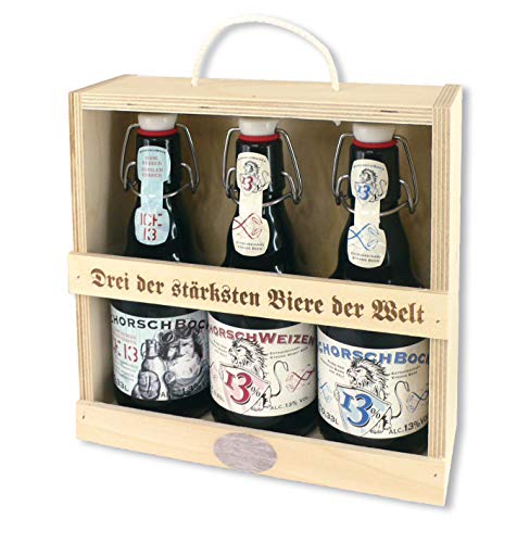 Bier Holz-Geschenkbox Schorsch, 3 verschiedene Biere von Schorschbräue (3 x 0,33 l) von Schorschbräu