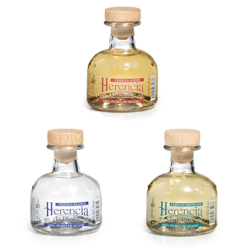 Herencia de Plata | Tequila 3er-Set | 3-fach destilliert | Sorten Blanco Anejo Reposado | 3 Probierflaschen à 0,05l Herencia de Plata | Tequila 3er-Set | 3-fach destilliert | Sorten Blanco Anejo Reposado | 3 Probierflaschen à 0,05l von Schrader