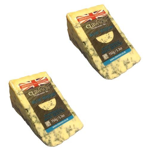 Käse Clawson Blue Stilton | Edel-Schimmelkäse Spezialität aus England | 2er-Set (2x 150 g) von Schrader