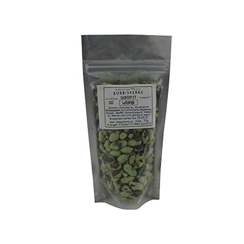 Kürbiskerne geröstet mit Wasabi, scharfer Snack, (1 x 70g) von Schrader