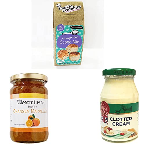 English Teatime Set | Scones Fertigbackmischung (280g) | Rahm Clotted Cream (170g) | Orangenmarmelade (250g) von Schrader
