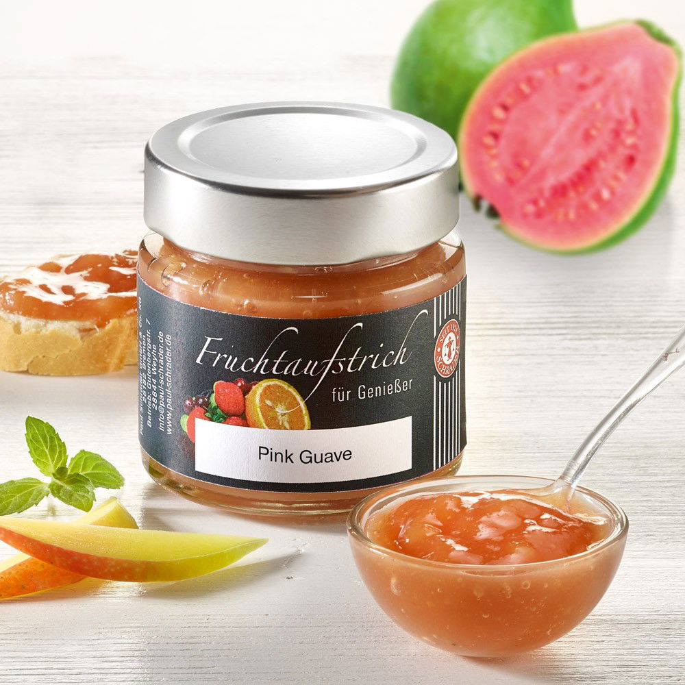 Schrader Fruchtaufstrich Pink Guave mit Mango Schrader Fruchtaufstrich Pink Guave mit Mango von Schrader