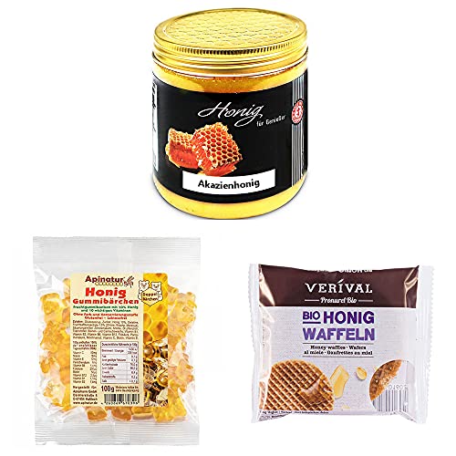 Schrader Probierpaket Honig, Akazienhonig, Honigwaffeln, Honig-Fruchtgummi (ca. 875g) von Schrader