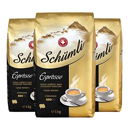 Schuümli Espresso Ganze Kaffeebohnen 1kg, 3er Pack (3 x 1000 g) von Schümli