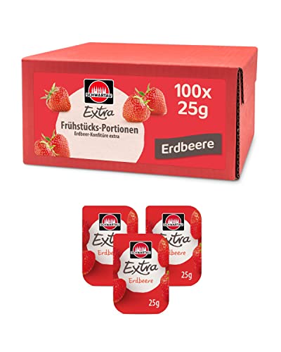 Schwartau Extra Erdbeere Portionen, Konfitüre Portionsschalen, Großpackung, 100x25g von Schwartau