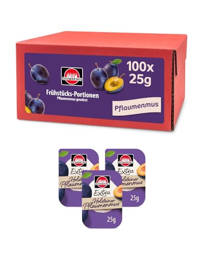 Schwartau Extra Pflaumenmus Portionen, Konfitüre Portionsschalen, Großpackung, 100x25g von Schwartau