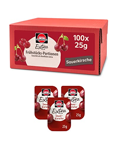 Schwartau Extra Sauerkirsche Portionen, Konfitüre Portionsschalen, Großpackung, 100x25g von Schwartau