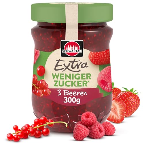 Schwartau Extra Weniger Zucker 3 Beeren passiert, zuckerreduzierter Fruchtaufstrich, 300g Schwartau Extra Weniger Zucker 3 Beeren passiert, zuckerreduzierter Fruchtaufstrich, 300g von Schwartau
