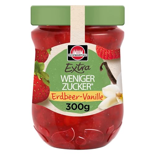 Schwartau Extra Weniger Zucker Erdbeer-Vanille, zuckerreduzierter Fruchtaufstrich, 300g von Schwartau