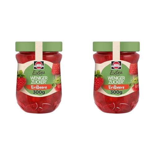 Schwartau Extra Weniger Zucker Erdbeere, zuckerreduzierter Fruchtaufstrich, 300g (Packung mit 2) von Schwartau