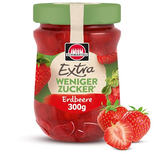 Schwartau Extra Weniger Zucker Erdbeere, zuckerreduzierter Fruchtaufstrich, 300g von Schwartau