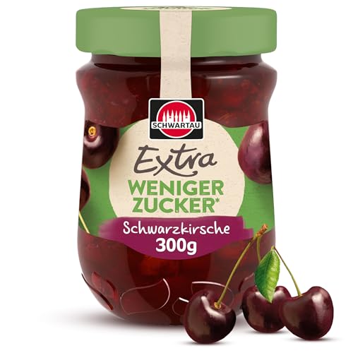 Schwartau Extra Weniger Zucker Schwarzkirsche, zuckerreduzierter Fruchtaufstrich, 300g von Schwartau