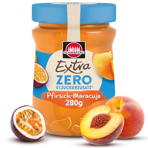 Schwartau Extra Zero Pfirsich-Maracuja, Fruchtaufstrich ohne Zuckerzusatz, 14kcal pro 25g, 280g Schwartau Extra Zero Pfirsich-Maracuja, Fruchtaufstrich ohne Zuckerzusatz, 14kcal pro 25g, 280g von Schwartau