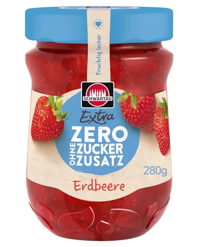 Schwartau Extra Zero Erdbeere, Fruchtaufstrich ohne Zuckerzusatz, 15 kcal pro 25g, 280g von Schwartau