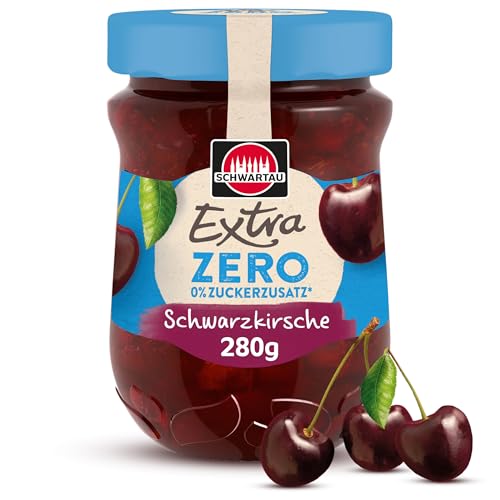 Schwartau Extra Zero Schwarzkirsche, Fruchtaufstrich ohne Zuckerzusatz, 15 kcal pro 25g, 280g von Schwartau