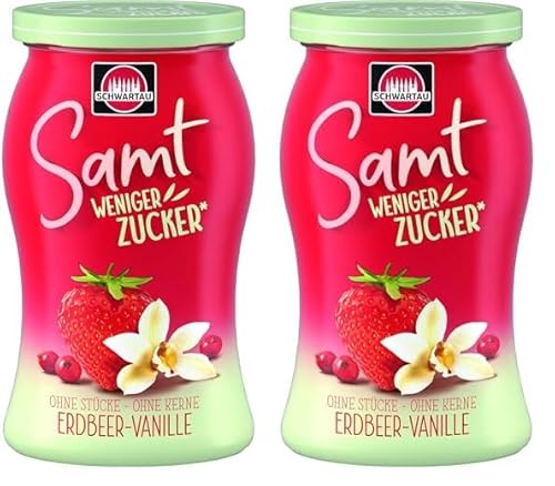 Schwartau Samt Weniger Zucker Erdbeer-Vanille, zuckerreduzierter Fruchtaufstrich, 255g (Packung mit 2) von Schwartau