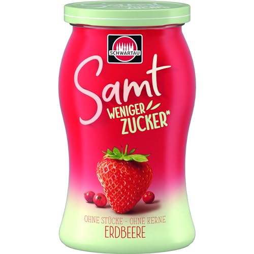 Schwartau Samt Weniger Zucker Erdbeere, zuckerreduzierter Fruchtaufstrich, 255g von Schwartau