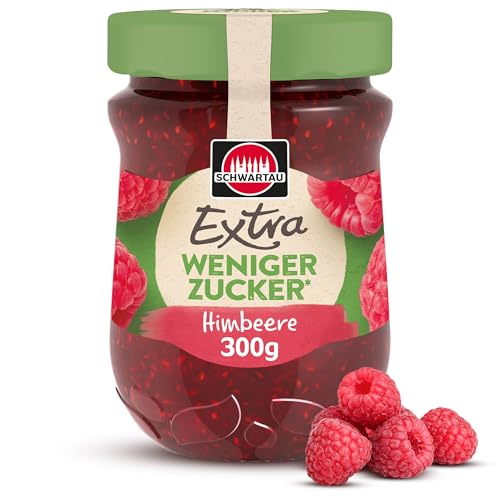 Schwartau Extra Weniger Zucker Himbeere, zuckerreduzierter Fruchtaufstrich, 300g von Schwartau