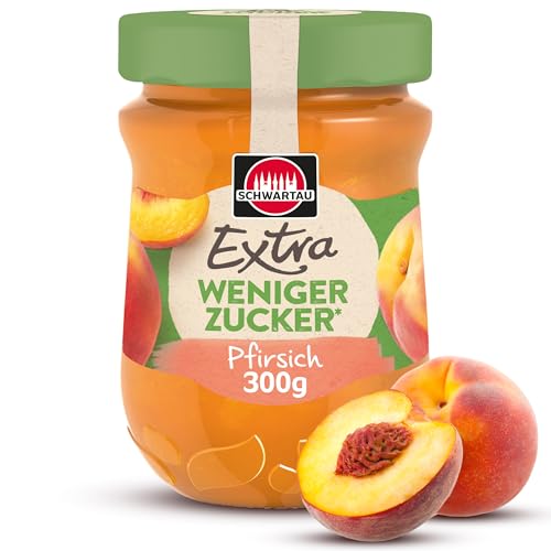 Schwartau Extra Weniger Zucker Pfirsich, zuckerreduzierter Fruchtaufstrich, 300g Schwartau Extra Weniger Zucker Pfirsich, zuckerreduzierter Fruchtaufstrich, 300g von Schwartau