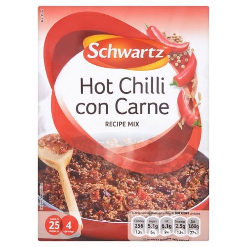 Schwartz Hot Chilli Con Carne Mix 41g 8 Stück von Schwartz