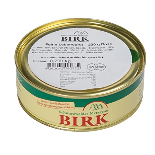 Schwarzwälder Metzgerei Birk Dosenwurst Feine Leberwurst aus eigener Herstellung, Gewicht:200 Gramm Schwarzwälder Metzgerei Birk Dosenwurst Feine Leberwurst aus eigener Herstellung, Gewicht:200 Gramm von Schwarzwälder Metzgerei Birk