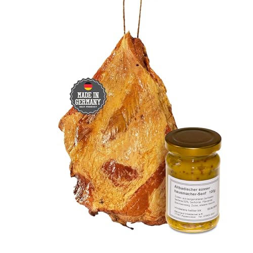 Schäufele-Paket - Set 4 x 1200g Schäufle + Altbadischer Senf - goldgelb geräuchert - herzhaft rauchiges Aroma - Kassler Spezialität aus Baden für Backofen Schäufele-Paket - Set 4 x 1200g Schäufle + Altbadischer Senf - goldgelb geräuchert - herzhaft rauchiges Aroma - Kassler Spezialität aus Baden für Backofen von Schwarzwald Metzgerei Schaufler