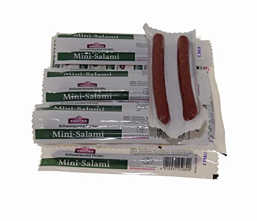 KRAMERs Knabberle (10 Stück) | Salami Sticks | zum Wandern, Camping und unterwegs | mit Buchenholz geräuchert und würzig fein | 20g pro Stück von Schwarzwald Metzgerei