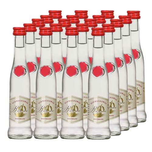 20 x Schwechower Obstbrand Birne 4cl (40% Vol.) - kleine Flaschen - RATION - Williams Birnenbrand (Williams-Birne), mild & fruchtig 20 x 40ml von Schwechower Obstbrennerei GmbH