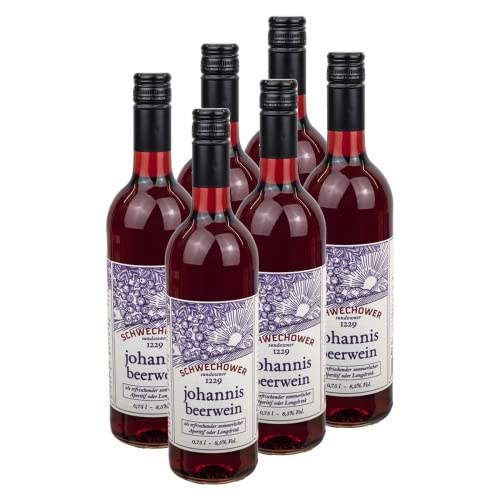 6 x Fruchtwein Johannisbeere, Johannisbeerwein 0,75l (8,5% Vol) | SCHWECHOWER Sundowner | Hochwertiger Obstwein aus Johannisbeeren | ohne Aroma- oder Farbstoffe von Schwechower Obstbrennerei GmbH