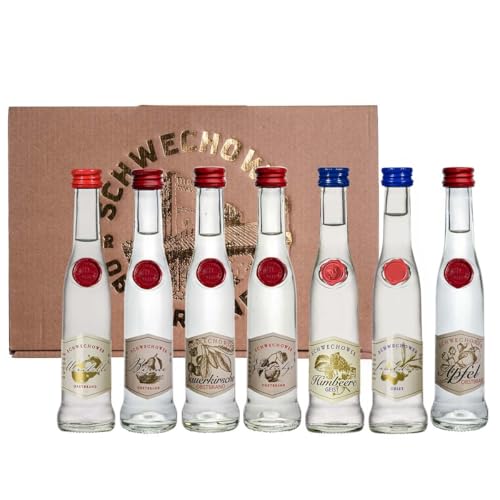 Alkohol Präsent " Kleine Schnäpse " - zum verschenken - Geschenkset/Schnapsgeschenk - Obstbrände aus der Schwechower Brennerei - kleine Flaschen - Gastgeschenk von Schwechower Obstbrennerei GmbH