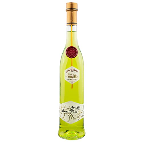 Schwechower Gin-Likör Limette-Basilikum 0,5l (25% Vol.) - Fruchtiger Likör aus Gin - mit Limette und Basilikum von Schwechower Obstbrennerei GmbH