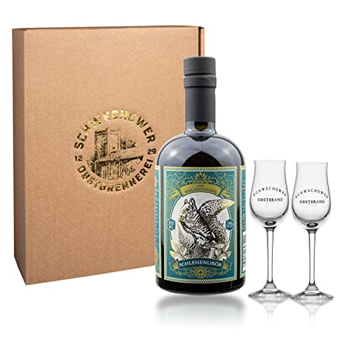 LIKÖR 0.5l (25% Vol) - Waldlikör - Schlehenlikör mit Rum - Geschenk + Gläser - 1229 Waldschnaps - Geschenkverpackung von Schwechower Obstbrennerei GmbH