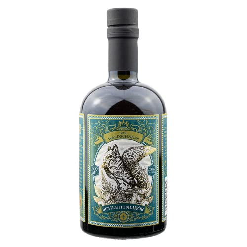 WALDLIKÖR 0.5l (25% Vol.) - Schlehenlikör mit Rum - 1229 Waldschnaps | Likör aus erlesenen Winterschlehen | Fruchtig | Herb süßlich mit feinen Rum Nuancen von Schwechower Obstbrennerei GmbH