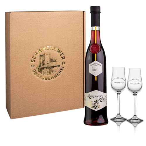 Schwechower Likör Raspberry & Rum 0,5l + 2 Bouquetgläser Geschenkkarton (16% Vol.) von Schwechower Obstbrennerei GmbH