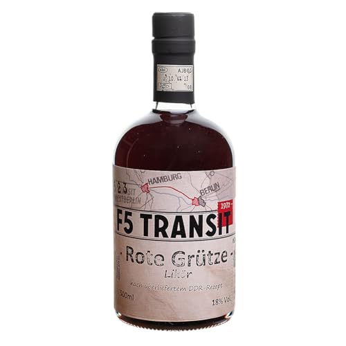 Rote Grütze Likör 0.5l (18% Vol) No. 5523 | F5-Transit | Köstlicher Fruchtlikör mit reifen Himbeere und feiner Vanille | Made in Ostdeutschland - Geschmack: Rote Grütze mit Vanillesoße | F5 Festival von F5