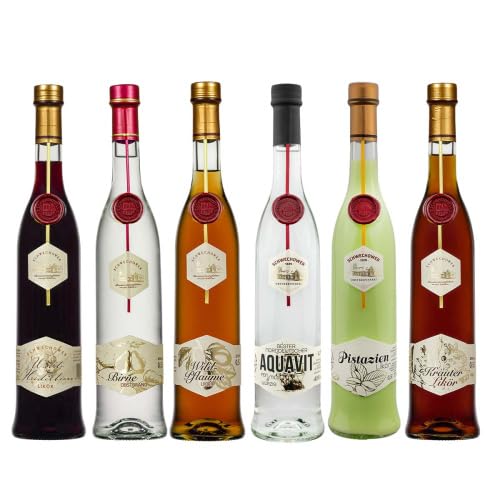 Schwechower Premium Schnapspaket No.10 | 6 Flaschen a 0.5l - Hochwertigste Spirituosen, Mischpaket, Sparpaket - Inhalt: Williams-Birne, Wildpflaume, Waldheidelbeere, Aquavit, Kräuter, Pistazie Schwechower Premium Schnapspaket No.10 | 6 Flaschen a 0.5l - Hochwertigste Spirituosen, Mischpaket, Sparpaket - Inhalt: Williams-Birne, Wildpflaume, Waldheidelbeere, Aquavit, Kräuter, Pistazie von Schwechower Obstbrennerei GmbH