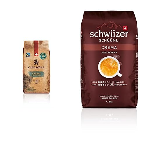 Café Royal Honduras Crema Kaffeebohnen 1kg - Intensität 3/5-100% Arabica Fairtrade & Schwiizer Schüümli Crema Ganze Kaffeebohnen 1kg - Intensität 3/5 - UTZ-zertifiziert von Schwiizer Schüümli