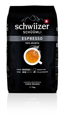Schwiizer Schüümli Espresso Ganze Kaffeebohnen (1kg, Stärkegrad 4/5, Premium Arabica) 1er Pack x 1kg von Schwiizer Schüümli