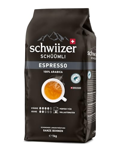 Schwiizer Schüümli Espresso Ganze Kaffeebohnen 1kg - Intensität 4/5 - UTZ-zertifiziert von Schwiizer Schüümli