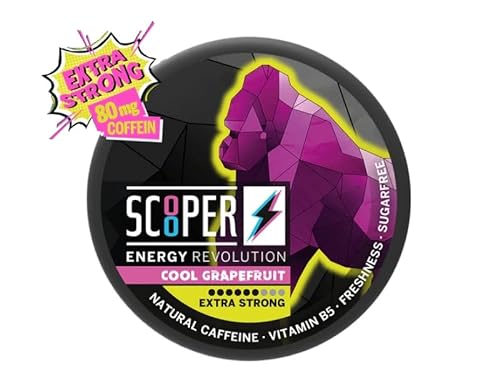 Scooper Energy Cool Grapefruit Extra Strong 80mg | Energy Booster Pouches Sugarfree | 7,2g von Scooper Energy