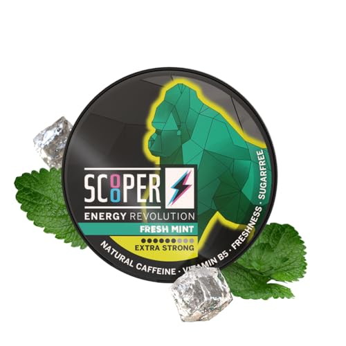 Scooper Energy Fresh Mint Extra Strong 80mg | Energy Booster Pouches Sugarfree | 7,2g von Scooper Energy